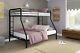 Twin-over-full Bunk Bed With Metal Frame And Ladder, Space-saving Design, Black