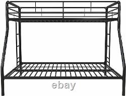 Twin-Over-Full Bunk Bed with Metal Frame and Ladder, Space-Saving Design, Black