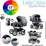 Twin Pram 3in1 Pushchair Double Tandem Stroller Twins Car Seats 17 Colours