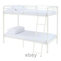 Twin Size Metal Bunk Bed Frame With Ladder Kids Child Bedroom Furniture White
