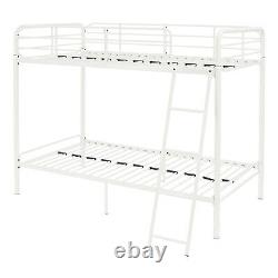 Twin Size Metal Bunk Bed Frame With Ladder Kids Child Bedroom Furniture White