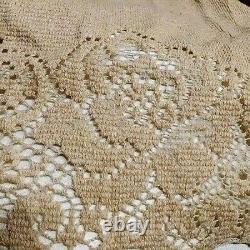Twin Somerset Rose Lace Bed Ruffle Brown Organic Cotton Hemmed Split Corners