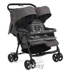 Twin Stroller Double Buggy Twins Baby Pushchair Joie Aire Adjustable Pram Grey