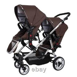 Twin Stroller Foldable Stroller High View Sit or Lie Down Double Multifunction