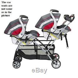 Twins Boy & Girl Double Stroller Frame 2 Car Seats 2 Chairs Bag Set Baby Playard