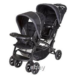 Twins Double Stroller with 2 Car Seats Playard 2 Chairs Bag Black Combo Set