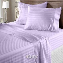 US Sizes Egyptian Cotton 1000 TC OR 1200 TC Lavender Stripes Choose Bedding Set