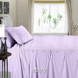 US Sizes Egyptian Cotton 1000 TC OR 1200 TC Lavender Stripes Choose Bedding Set