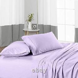 US Sizes Egyptian Cotton 1000 TC OR 1200 TC Lavender Stripes Choose Bedding Set