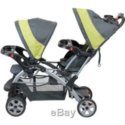 Umbrella Baby Stroller Double Twin Sit n Stand Kids Tandem Pushchair Travel Gray
