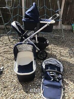 Uppababy Vista 2015-2018 version in Taylor blue (navy) double/twin buggy