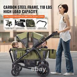 VEVOR All-Terrain Stroller Wagon 2 Seats Collapsible with Canopy Dark Olive Green