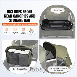 VEVOR All-Terrain Stroller Wagon 2 Seats Collapsible with Canopy Dark Olive Green