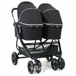 Valco Baby Snap Ultra Duo Foldable Pram Adjustable Seat Newborn Twin Coal Black