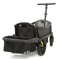 Veer All Terrain Cruiser Twin Kids Double Stroller Wagon w Canopy & Basket Green