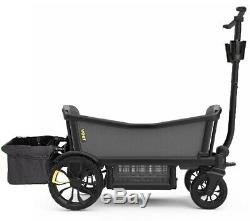 Veer All Terrain Cruiser Twin Kids Double Stroller Wagon with Basket Gray/Black