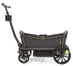 Veer All Terrain Cruiser Twin Kids Double Stroller Wagon with Canopy & Basket Gray