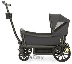 Veer All Terrain Cruiser Twin Kids Double Stroller Wagon with Canopy Gray/Black