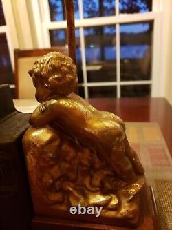Vintage Frederick Cooper Nude Baby Butt Double Bulb Lamp Leaning On Books RARE