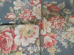 Vintage Ralph Lauren Kimberly Blue Floral-Cabbage Roses 4 pcs Full Sheet Set