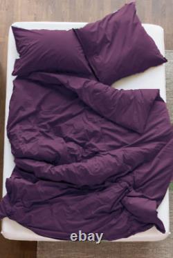 Violet Color Linen Bedding Set Queen Comforter Twin Full Queen King Duvet Set