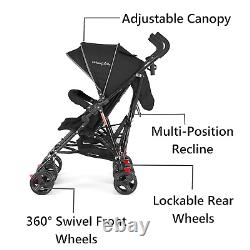 Volgo Twin Umbrella Stroller in Black, Lightweight Double Stroller Adjustable