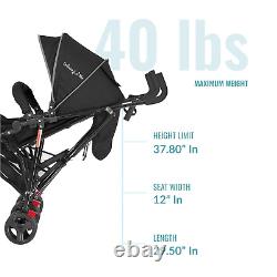 Volgo Twin Umbrella Stroller in Black, Lightweight Double Stroller for Infant &