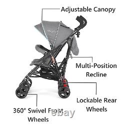 Volgo Twin Umbrella Stroller in Blue, Lightweight Double Stroller for Infant & T