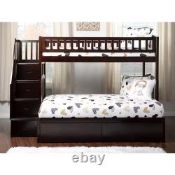 Westbrook Espresso Twin over Full Staircase Bunk with 2-Urban Bed Drawers