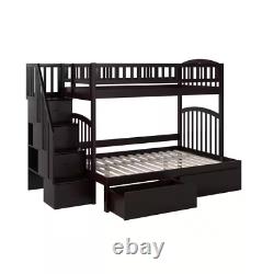 Westbrook Espresso Twin over Full Staircase Bunk with 2-Urban Bed Drawers