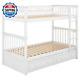 White Twin Size Wood Bunk Bed With 2-drawers