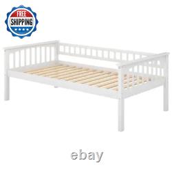White Twin Size Wood Bunk Bed with 2-Drawers