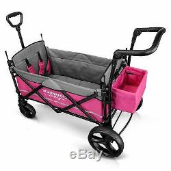 WonderFold Baby XL 2 Passenger Push Pull Twin Double Stroller Wagon Pink