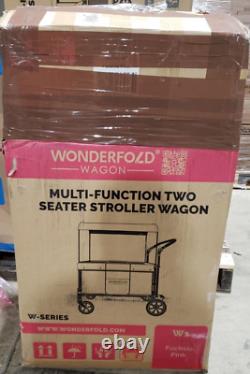 Wonderfold W1 One step Fold Unfold Double Seat Twin Stroller Wagon-Fuchsia Pink