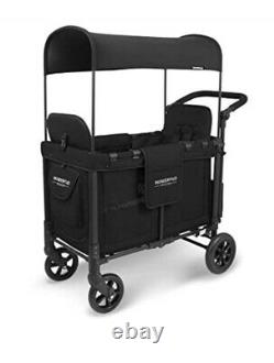 Wonderfold wagon W2 2 Seater/new born in Black. Pram twin pram with Raincover