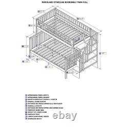 Woodland Staircase Bunk Bed Twin over Full in Grey
