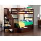 Woodland Walnut Twin Over Twin Staircase Bunk Bed With 2-urban Bed Drawers