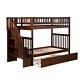 Woodland Walnut Twin Over Twin Staircase Bunk Bed With Twin Size Urban Trundle B