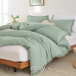 YIRDDEO White Comforter Set Twin 2pcs Boho Ball Pom Pom Bedding, Aesthetic White