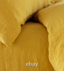 Yellow Mustard Color Washed Linen Duvet Duvet Cover Twin Full Double king duvet