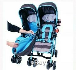 @ iSAFE Optimum Double Twin Folding Pushchair Stroller Travel Buggy Pram 2221
