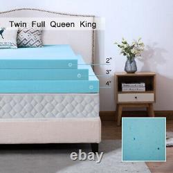 2'' 3'' Ou 4'' Blue Memory Foam Mattress Topper Gel Infused Queen King Twin Full