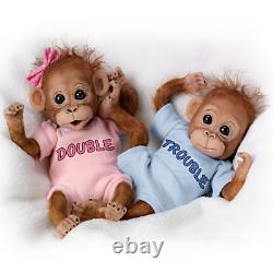 Ashton-drake Double Trouble Potible Bébé Orangutan Twins Par Cindy Sales