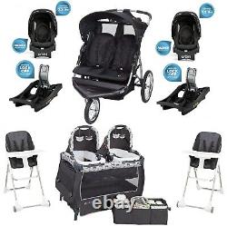 Baby Double Jogger Poussette Sièges D’auto Bases Playard Chairs Elite Twins Combo Set