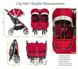 Baby Jogger City Mini Double Twin Poussette Noir / Gris Nouveau