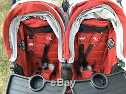 Baby Jogger City Mini Double Twin Side-by-side Poussette Rouge / Gris
