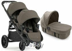 Baby Jogger City Select Lux Twin Double Poussette Avec Second Seat Taupe & Bassinet