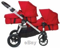 Baby Jogger City Select Twin Double Poussette Rouge Avec Second Seat & Bassinet Nouveau