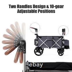 Babyjoy 2 Passager Push Pull Pliant Double Poussette Wagon Avec Draps Canopy
