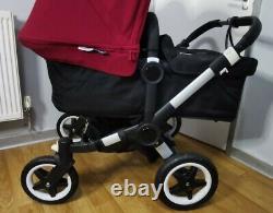 Bugaboo Donkey 2 Twin Ruby Red Hooods Grande Condition